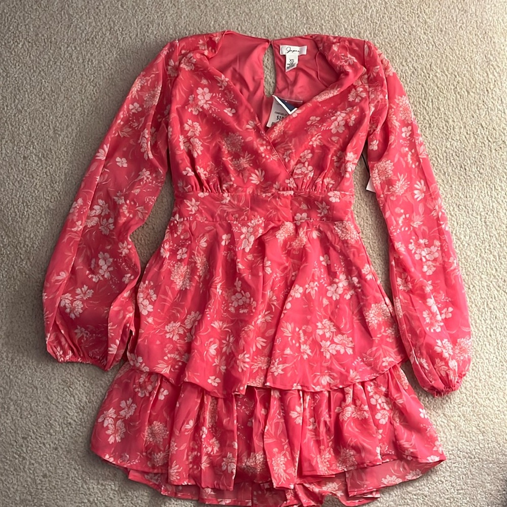Pink long sleeve summer dress